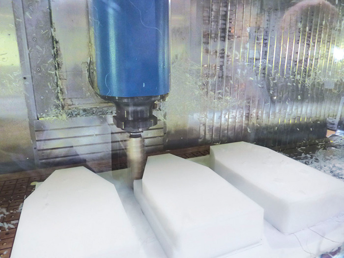 Image 2. These AODD pumps are machined from solid plastic blocks of polyethylene (PE) or polytetrafluoroethylene (PTFE).