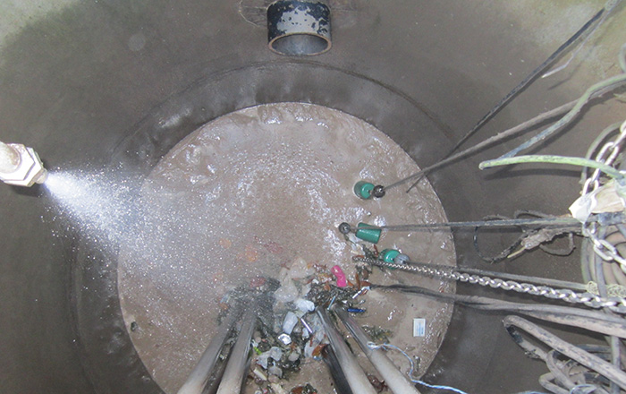 The small pump station inside the wastewater treatment plant contained two grinder pumps in a duplex arrangement