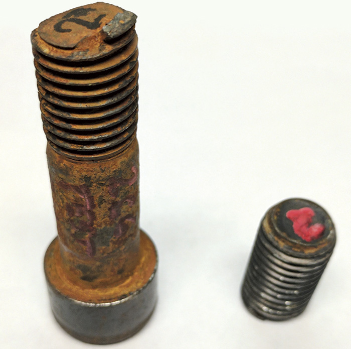 Sheared bolt