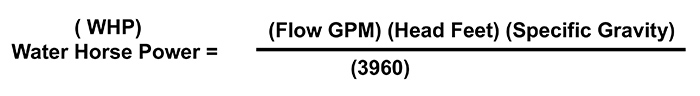 Water horsepower assumes 100 percent efficiency