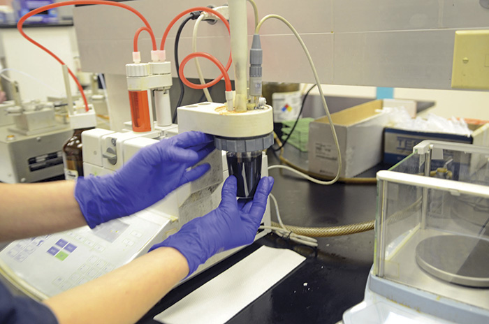 Base number testing measures the reserve alkalinity in a lubricant.