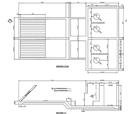 plan and section of O.N. Stevens Nueces River intake