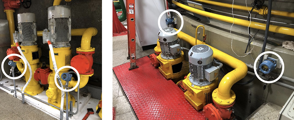 IMAGES 2 & 3: Hybrid switch and transmitter technology deployed on lubrication oil pumps