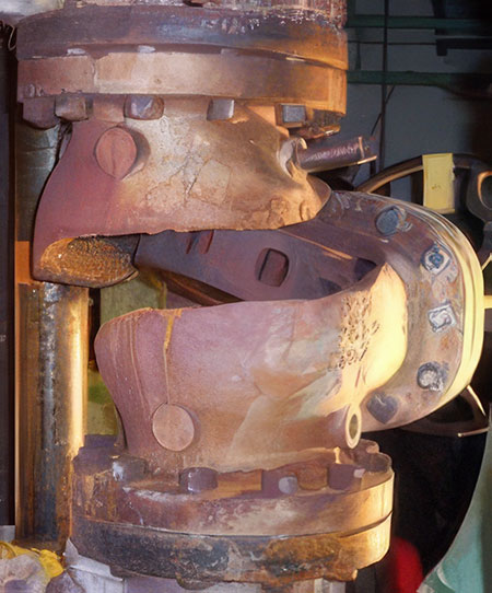 IMAGE 1: Valve damaged by water hammer (Images courtesy of Armstrong International)