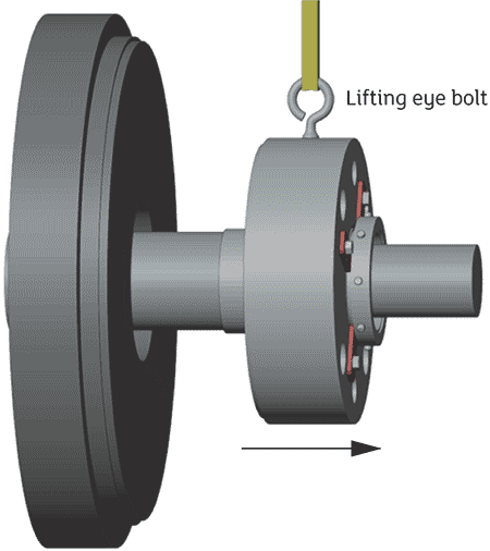 IMAGE 3: Use of lifting eyebolt to support the weight of the seal while sliding down the shaft