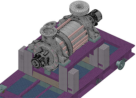 IMAGE 3: FEM analysis of pump and baseplate for optimization of skid dynamic behaviour within full design speed range