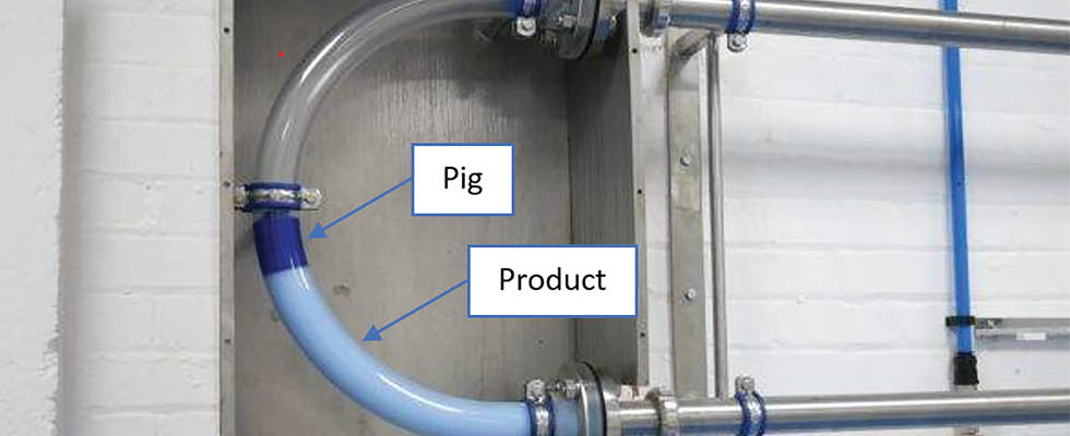 IMAGE 1: Simplified model of a pig traveling through piping (Image courtesy of Hygienic Pigging Systems)