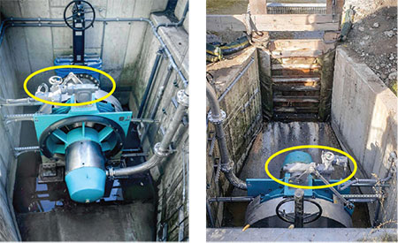IMAGE 1: Sauerbrunn hydropower plant, Graz, Austria – A fully submersible actuator with GS part-turn gearbox and custom lever arm assembly ensures optimum guide vane adjustment for an RHT turbine. (Images courtesy of AUMA Actuators, Inc.)