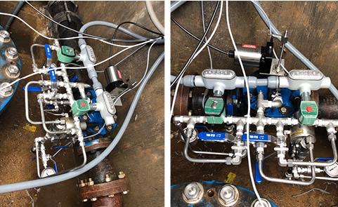 IMAGES 1-2: A 3-inch electronic interface control valve with pressure reducing hydraulically operated on power failure. Inlet/outlet pressure transmitters and valve position transmitter. (Images courtesy of Cla-Val)