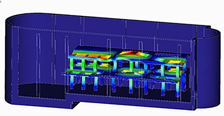 IMAGE 3: Example of system (pump, floor and columns) structural natural frequency mode shapes at the 60% plant design phase