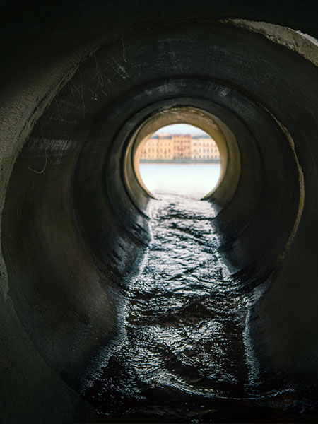 IMAGE 4: Wastewater in industrial pipe after treatment