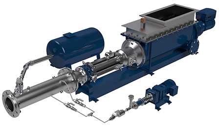 IMAGE 5: An open hopper PC pump with metering pump for boundary layer injection and provisions for air injection