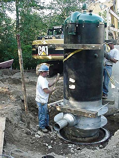 IMAGE 3: West Chicago install: monitor PS2022 pitless, 300 horsepower (hp), 1,000 gallons per minute (gpm), 1,000-feet set. This is a sister well for the city of West Chicago and is being used to feed the water tower. There is a larger well in the pump house next to this well.