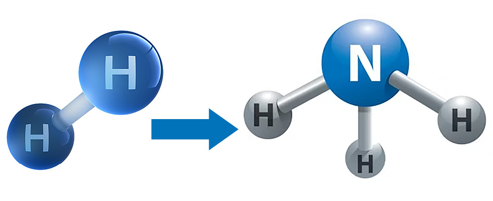 The chemical breakdown of ammonia